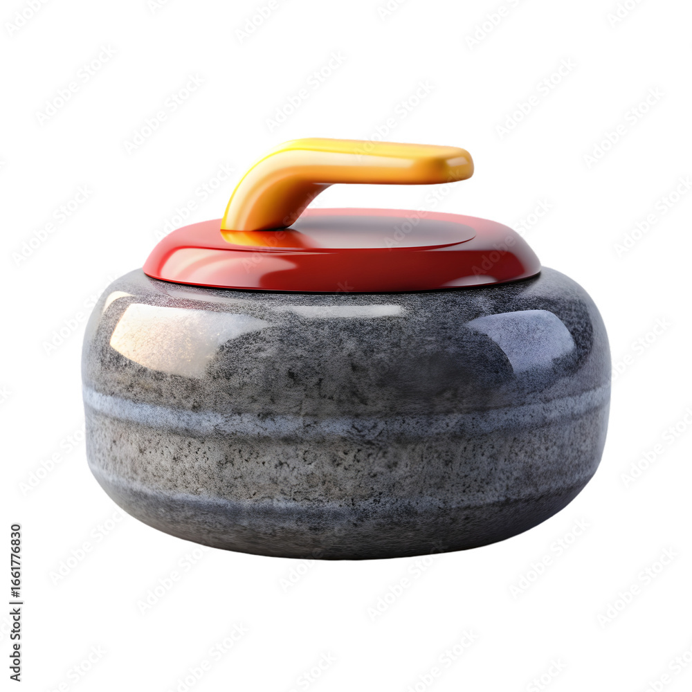 Poster curling stone 3d rendering isolated on transparent background