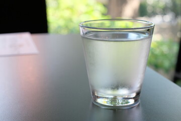 glass of water on the table