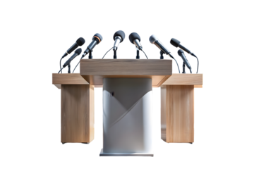 Podium with microphones isolated on transparent background