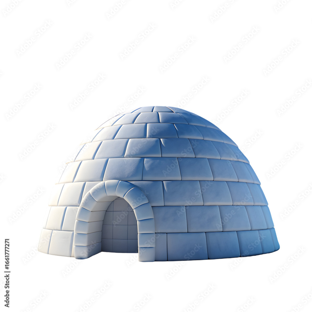 Poster igloo 3d rendering isolated on transparent background