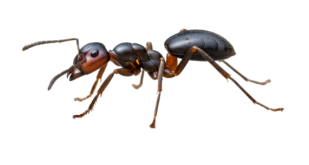 Close-up of a Black Ant, transparent background, cutout PNG