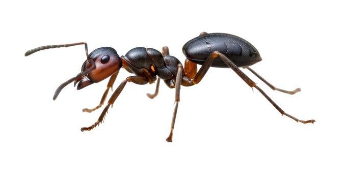 Close-up of a Black Ant, transparent background, cutout PNG