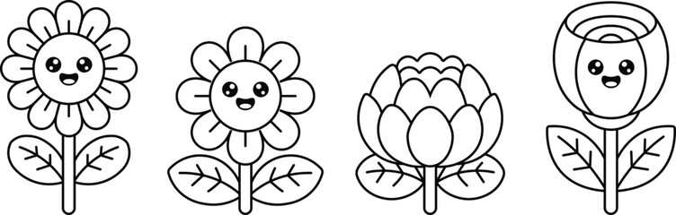 Flower Outline Drawing for Coloring Page