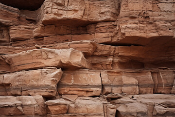 Rough sandstone walls with eroded gaps and steps.