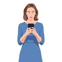 flat vector of female character taking a selfie with smartphone