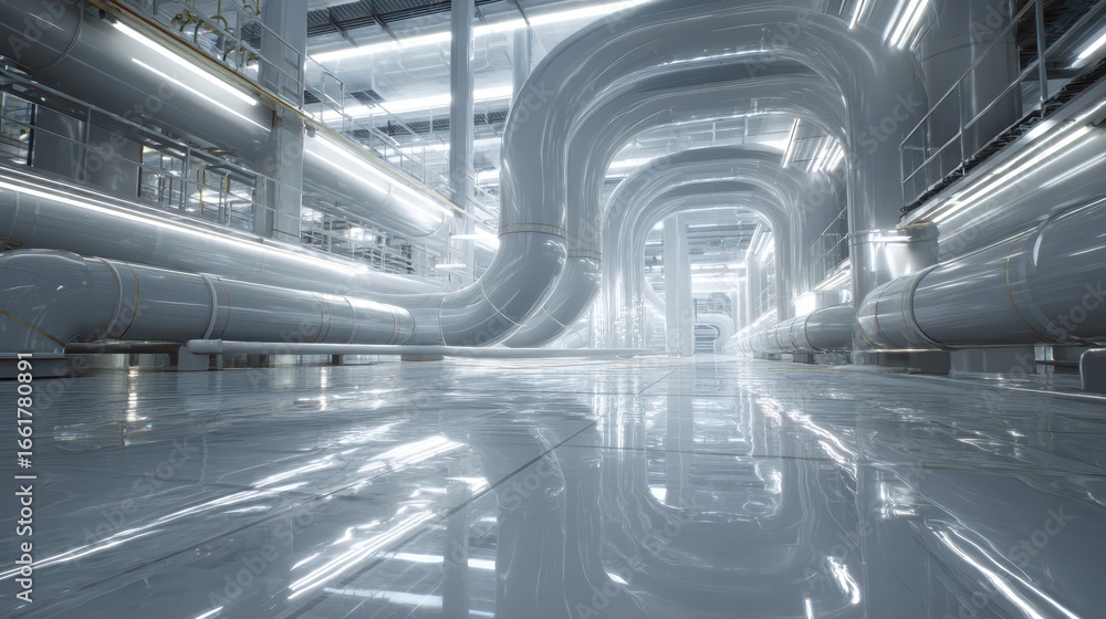 Aufkleber futuristic abstract lab design featuring sleek pipe structures