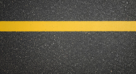 The image shows a stark visual contrast between a vibrant yellow painted stripe and a textured, dark asphalt surface, creating a bold linear design across the frame with rough and smooth elements.
