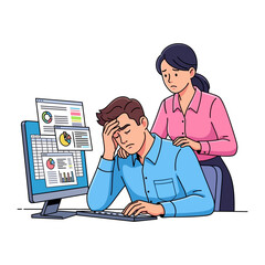 Empathy in Crisis: A moment of workplace tension is captured, where a supportive colleague offers comfort to a team member, reflecting shared stress and the human touch amid challenges.