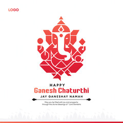 Ganesh Chaturthi Festival Background with Lord Ganesha Vector Design