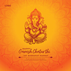 Ganesh Chaturthi Festival Background with Lord Ganesha Vector Design
