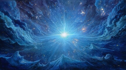Radiant Cosmic Energy on Astral Plane with Ethereal Blue Vibes