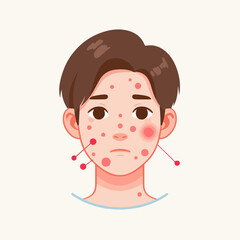 illustration of person's face  with acne 