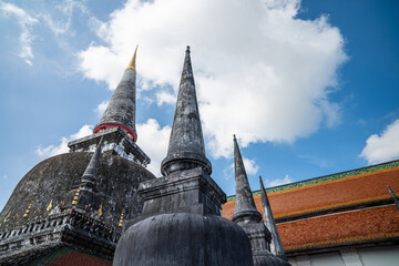 Grand pagoda buddhist temple in Nakornsrithammarat Thailand