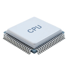Central processing unit cpu chip, a key component of computer hardware, isolated on transparent background