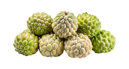 Obraz premium Group of Sugar Apples or Sweetsop fruits, exotic and tropical, on white
