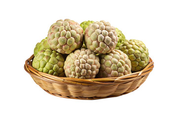 Fototapeta premium A basket full of delicious and nutritious custard apples on white background