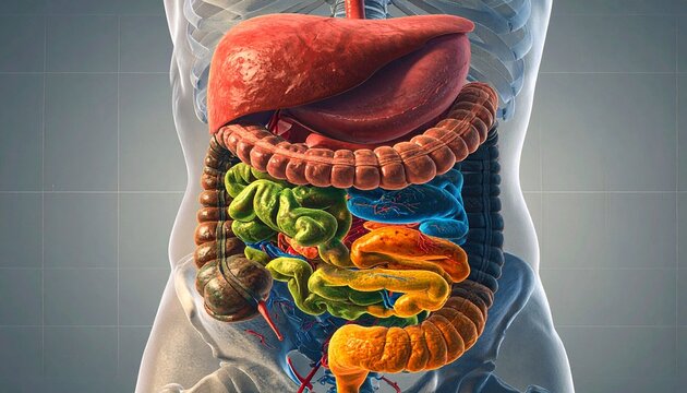 human digestive system anatomy 3d rendering medical illustration
