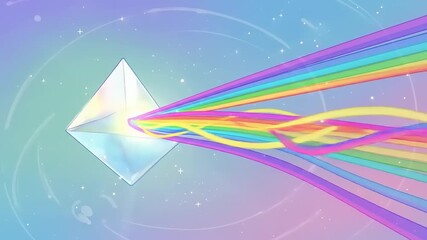 Colorful light beams emerging from a crystal prism against a soft pastel background, creating a vibrant display - Powered by Adobe