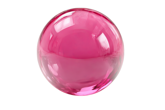A shiny pink glass ball isolated on transparent background