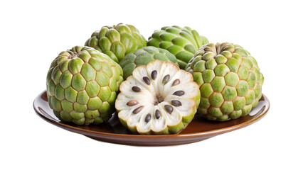 Fototapeta premium Fresh and delicious custard apples on a brown plate ready to eat