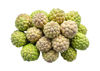 Fototapeta premium Pile of fresh custard apples also known as sugar apples against white