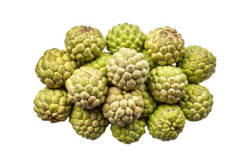 Fototapeta premium Pile of Sugar Apples or Custard Apples Fruits on White Background