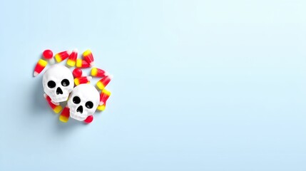 Fototapeta premium Spooky halloween festival candy display with skulls cute treats gigapixel standard festive environment