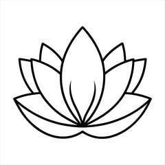 Black outline of a lotus flower on white background