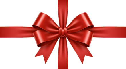 Shiny red gift bow and ribbon, isolated