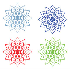 Obraz premium Four colorful mandala patterns on white background