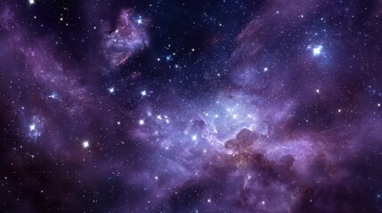 Stunning Deep Space Image with Radiant Star Clusters in Purple Blue