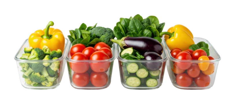 Fresh vegetables selection kitchen food bright lighting healthy eating concept isolated PNG