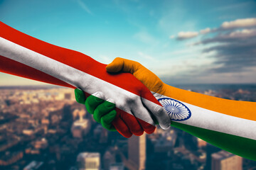 Shaking hands Austria and India