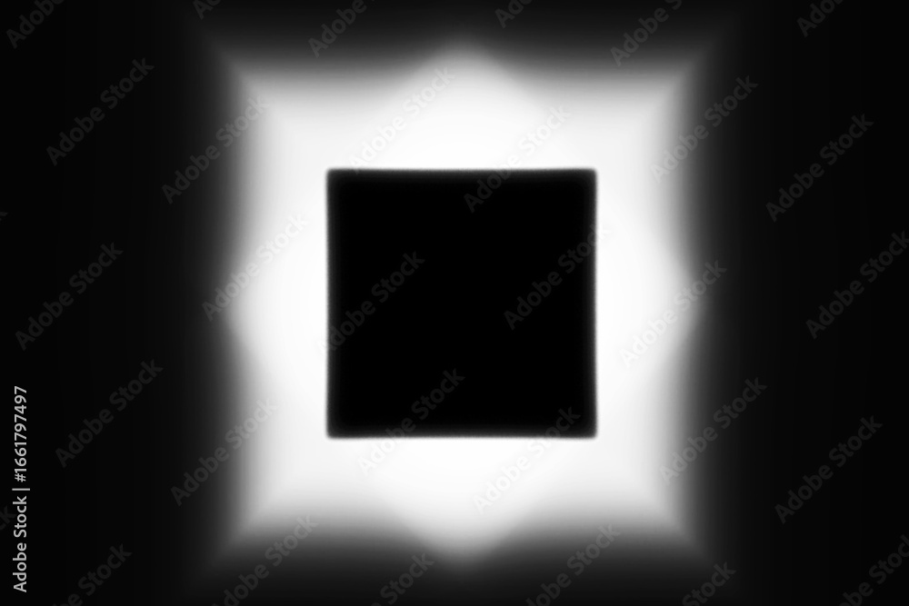 Poster halftone geometric gradient frame made of squares and monochrome lines on white background. abstract