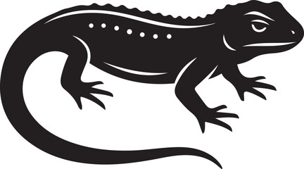 Lizard silhouette with spiky back reptile black, Black reptile lizard silhouette vector