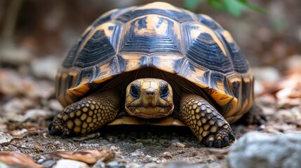 Obraz premium Close-up of a tortoise on the ground.