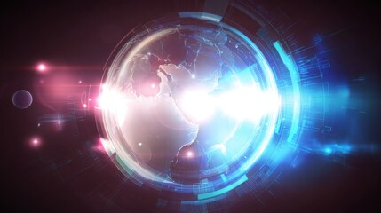 glowing digital earth global network