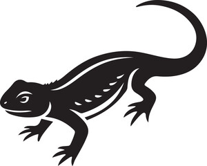 Lizard silhouette stylized black on white, Reptile animal vector black graphic