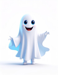 Obraz premium Playful halloween ghost character spooky theme digital illustration bright environment front view celebratory concept
