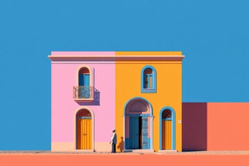 Colorful minimalist illustration of Centro Hist&oacute;rico de Olinda with colonial buildings