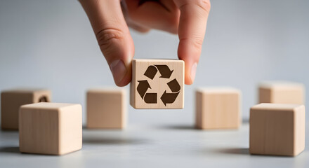 Embrace eco-friendly initiatives with wooden recycle blocks for a sustainable future and environmental awareness
