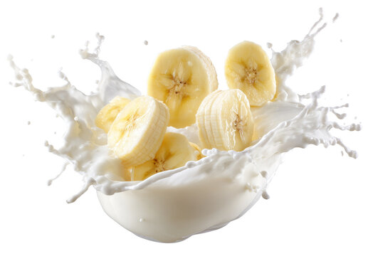 fresh milk splash with banana slices.