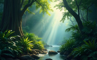 Enchanted tropical rain forest. High quality