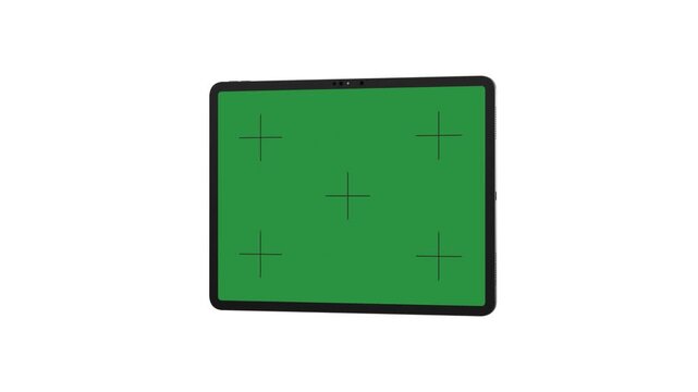iPad Pro with green screen on transparent background for design and App UI presentation.