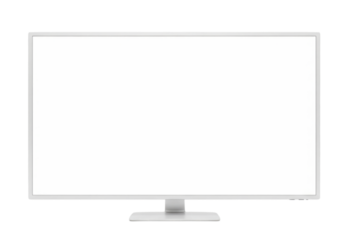 White Widescreen Computer Monitor with a Blank Screen cutout isolated on transparent bg, png