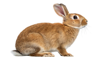 Obraz premium Brown Rabbit Sitting Isolated on White Background