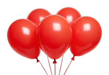 Celebratory event with red balloons indoor party setting colorful decorations joyful atmosphere isolated PNG