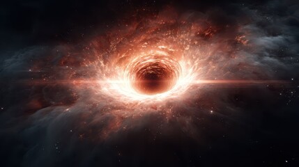 Obraz premium Glowing Black Hole Emitting Star Radiation in Cosmic Space Scene