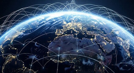 Global network of connections spanning the earth at night