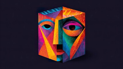 Abstract colorful geometric face design